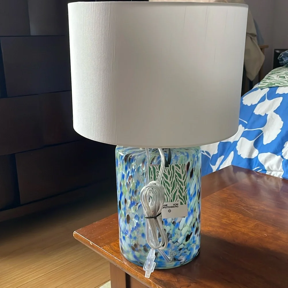 DVF Dot glass cylinder accent table lamp & shade - Picture 1 of 2